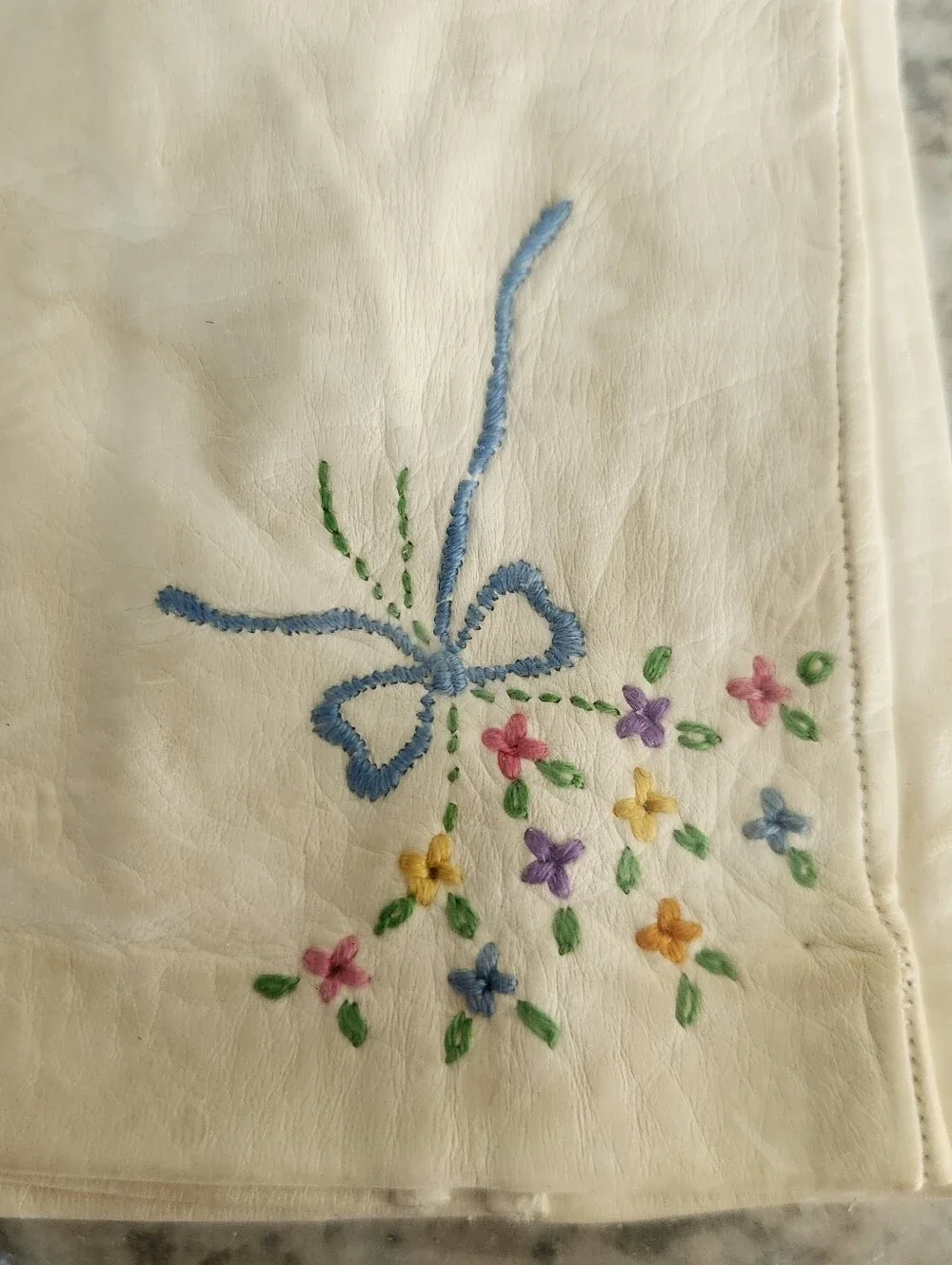 Madova Leather Gloves  Floral Embroidery Size 7 Firenze Italy